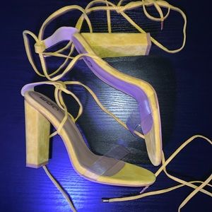 Yellow Wrap Around heels